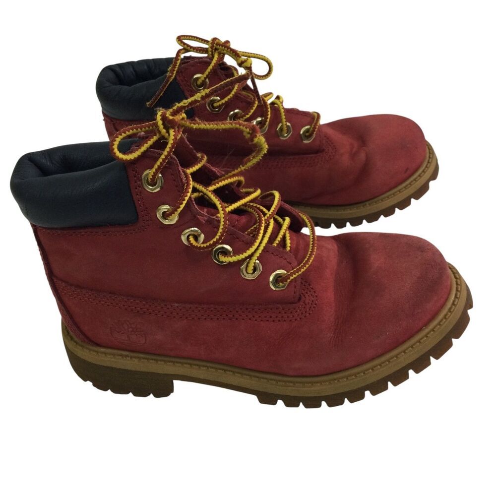 Timberland Kids Youth Boots Round Toe Leather Red Size US 13